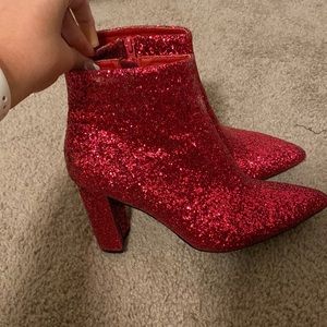 Hot Pink Glitter Ankle Boots